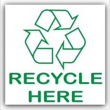 1 x Recycle Here Recycling Bin Adhesive Sticker-Recycle Logo Sign-Environment Label